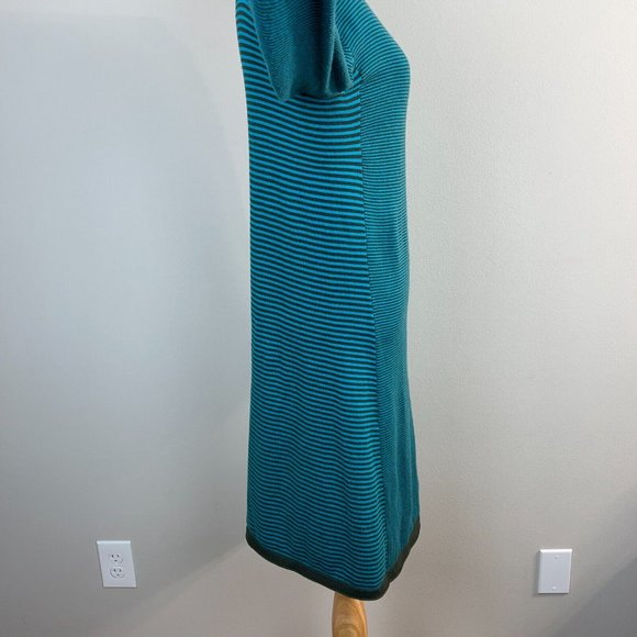 Title Nine Sweater Dress Small Teal Synergy Striped Mockneck Long Sleeve Stretch - Picture 7 of 12